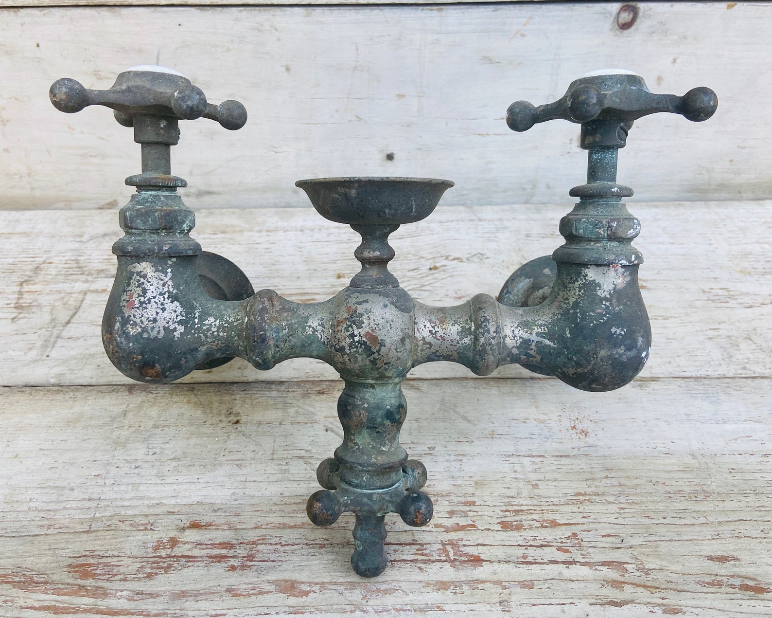 Vintage Sink Faucet Porcelain Metal Faucet with Handles Etsy