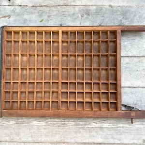 Printers Tray Vintage Printing Typeset Drawer Cabinet Shadow Box Crate Wall Hanging Display Shelf Rustic Home Decor Gem Stone Crystal Holder