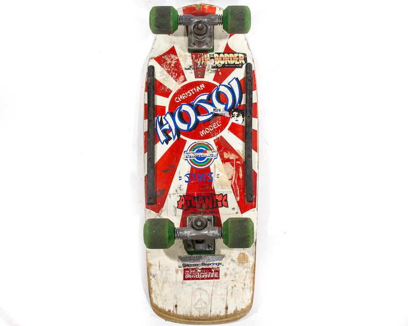 Old School Skateboard Vintage Sims Christian Hosoi Rising Sun Board Gull Wing Trucks Kryptonics Wheels ORIGINAL RARE Holy Grail Wall Hanger image 1