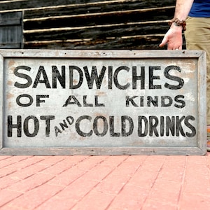 Antique SANDWICHES Sign: Alligator Paint Finish, C.1920s Diner Folk Art ...