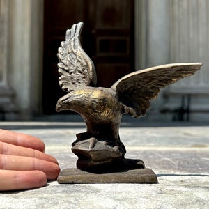 Antique Brass Eagle Statue, Eagle Architectural Salvage Patriotic Home Decor Old Americana American Spread Eagle Sculpture Paperweight