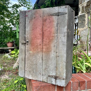 Antique Painted Jelly Cabinet: Primitive Farmhouse Hanging Cupboard