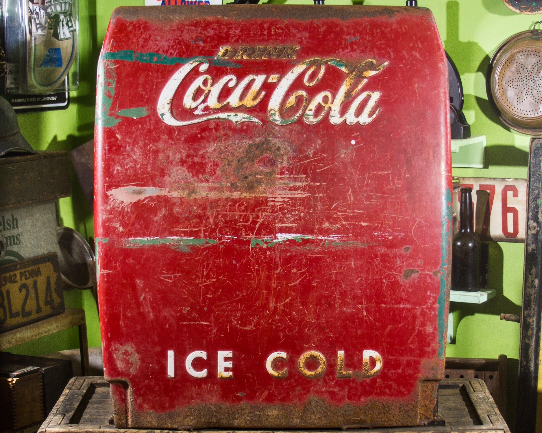 Old Coca Cola Fridge Door 32'' X 26'' DRINK -  UK