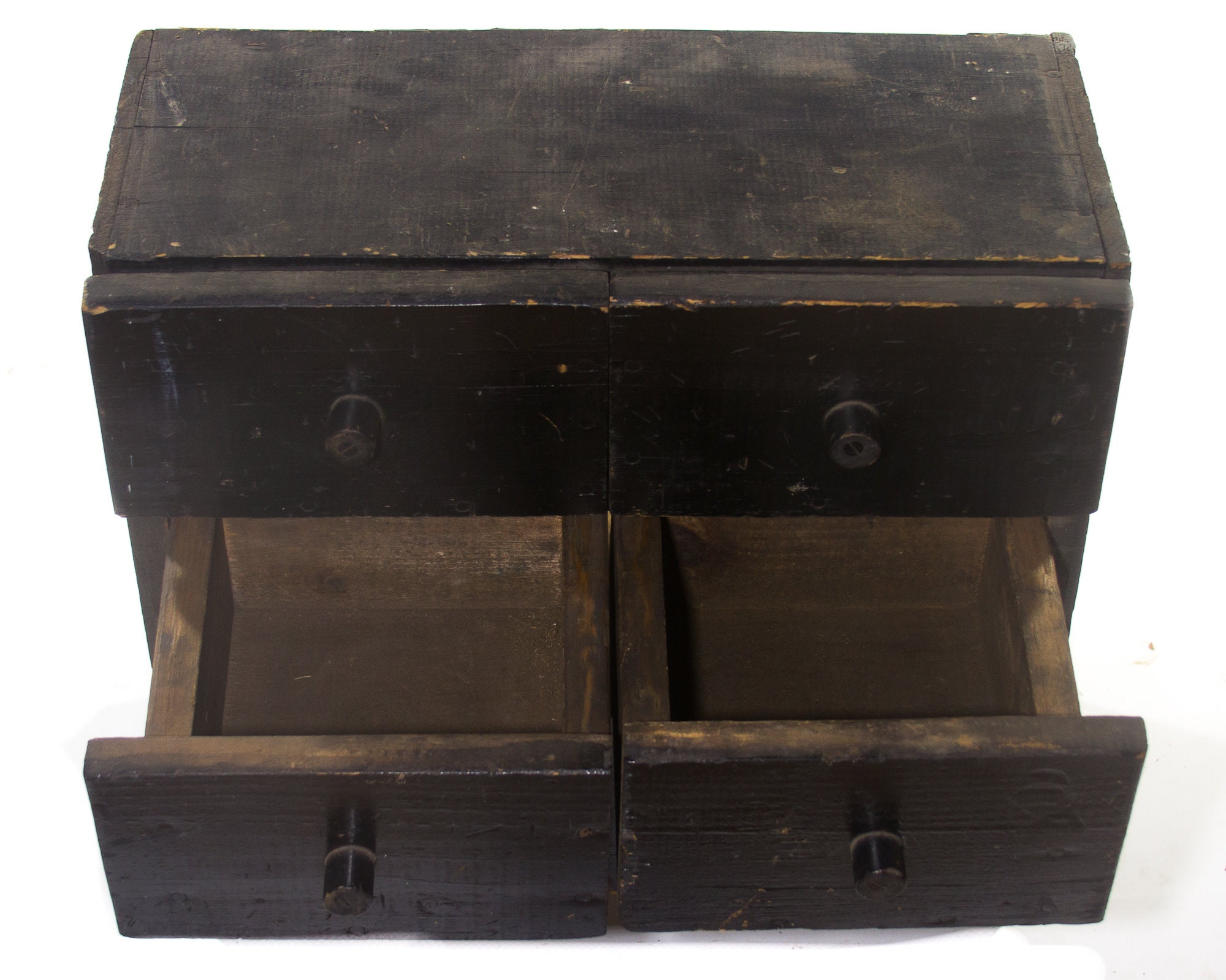 Antique Wooden Primitive Wooden Box With Drawers Etsy