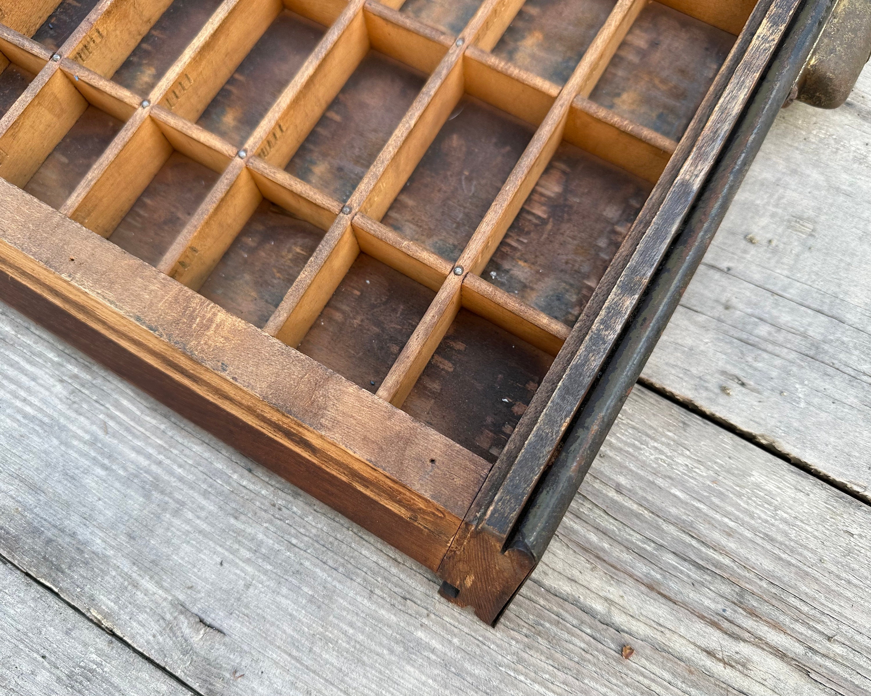 Vintage Ludlow Printers Tray: Rustic Wood Typeset Drawer Display
