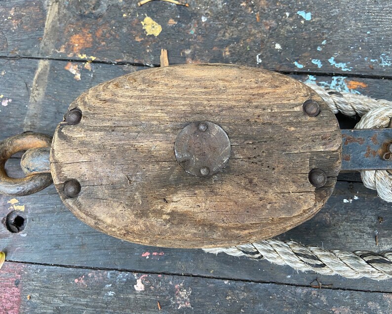 Antique Wooden Pulley System Primitive Rustic Home Decor Etsy