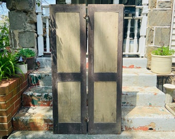 Antique Wooden Shutter Doors: Rustic Brown Home Decor (59 1/2'' x 16'')