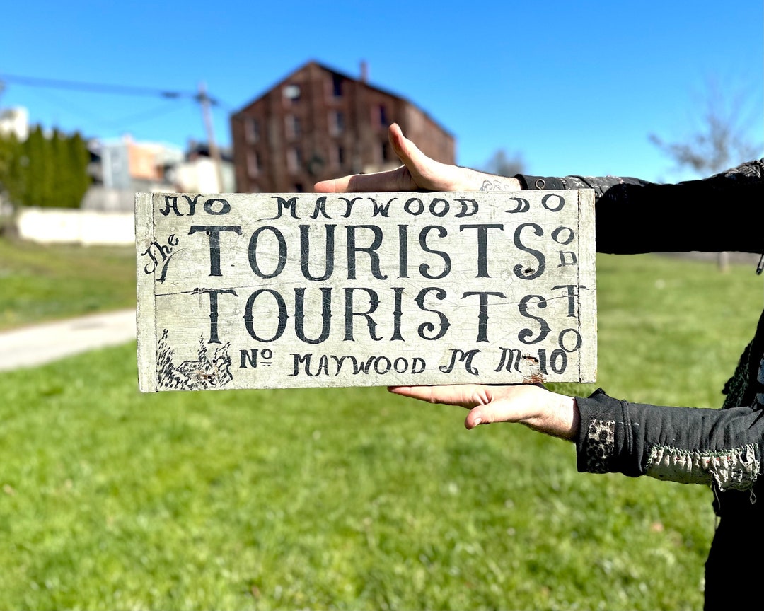 TOURISTS Antique Sign, Late 1800s - Early 1900s, American Wooden ...