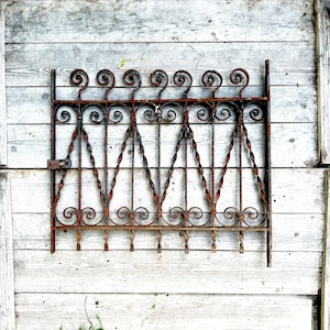 Antique Wrought Iron Gate, Iron Fence Gate, Architectural Salvage, Victorian Home Decor, Gothic Revival, Window Gate, Vintage Garden Gate