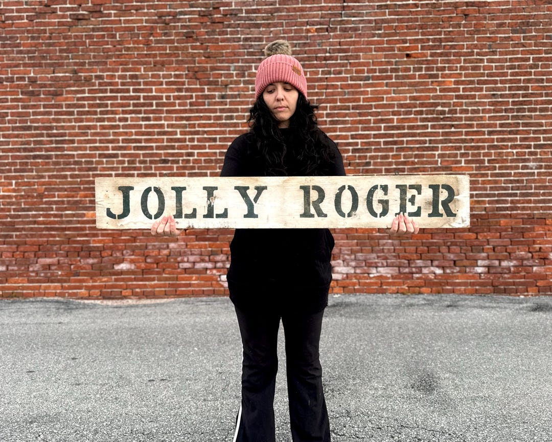 Roger Sign Example Vintage Jolly Roger Sign: Wooden Sign, Folk Art - Etsy