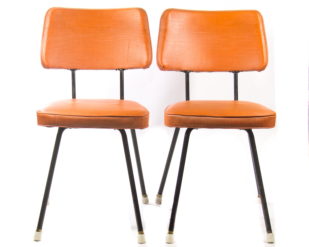 1950s Chairs Burnt Orange Set of Chairs Kitchen Chairs MCM Mid Etsy