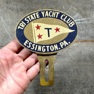Nautische nummerplaattopper, TRI STATE Yacht Club Essington Pennsylvania, Corinthian Yacht Club, Boating Boat Decor Lake House
