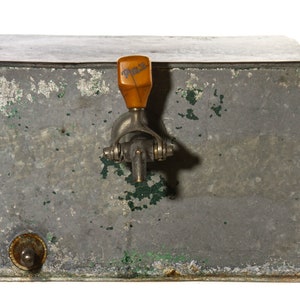 Vintage Jockey Box with Piels Beer Tap Handle Coil Liner Antique Barware Home Bar Advertising Display Breweriana Butterscotch Bakelite Knob