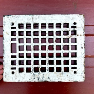 Antique Cast Iron Heater Grate 11 3/4 x 9 3/4'', 1800s Victorian Home Architectural Salvage, Square Ornate Design, Unique Wall Hanging Decor