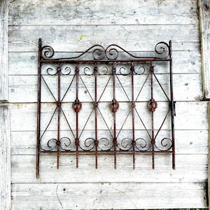 Antique Wrought Iron Gate, Iron Fence Gate, Architectural Salvage, Victorian Home Decor, Gothic Revival, Window Gate, Garden Gate