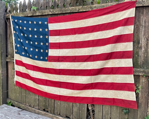 Vintage 48 Star American Flag: Distressed Americana Wall Decor