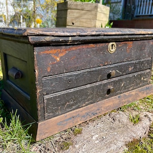 Antique Watchmakers Cabinet, Tool Chest, Tool Box, Spool Cabinet, Printing Drawers, Printers Cabinet, American Primitive, 1800s Storage Box