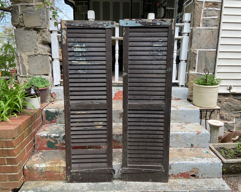 Antique Shutter Doors 61'' X 18'' Rustic Home Etsy