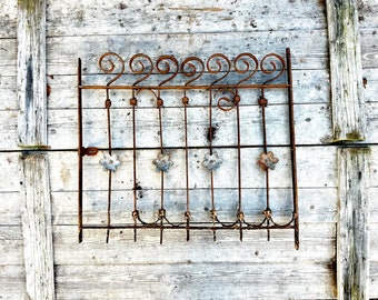 Antique Garden Fence, Wrought Iron Flower Gate Victorian Gate, Outdoor Decorations, Old Cute Chippy Shabby Chic Decor, 1800s, Window Gate