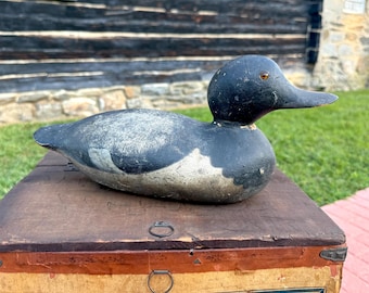 Antique Duck Decoy: Carved Wooden Folk Art, Rustic Americana