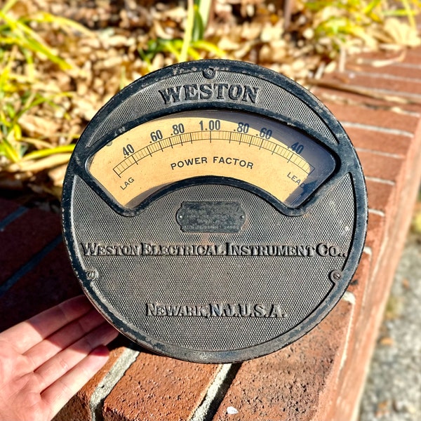 Large Antique Weston Meter Gauge Volt-Milliammeter, Industrial Steampunk Home Decor, Electrical Instrument Co, 1910s. Antique, Unique Art