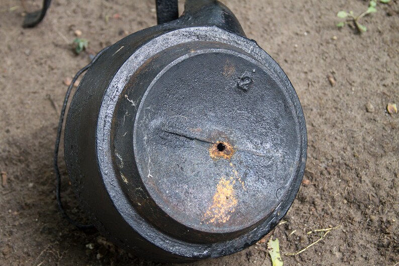 Vintage Cast Iron Kettle With Stand Flower Pot Planter Plant Etsy