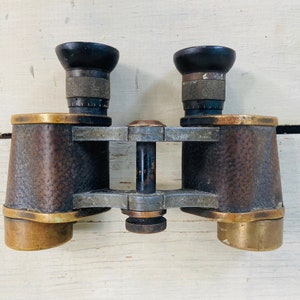 Antique Binoculars Vintage Zeiss Jena Binoculars Df6x Letaher Bound Brass Pre WW1 German Army Military Prop Home Decor Collectible Germany
