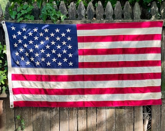 Vintage 50 Star American Flag 5' x 32”, Rustic Americana Home Decor, Distressed Flag, Vintage Flag, Patriotic Wall Art Nice Sized Flag