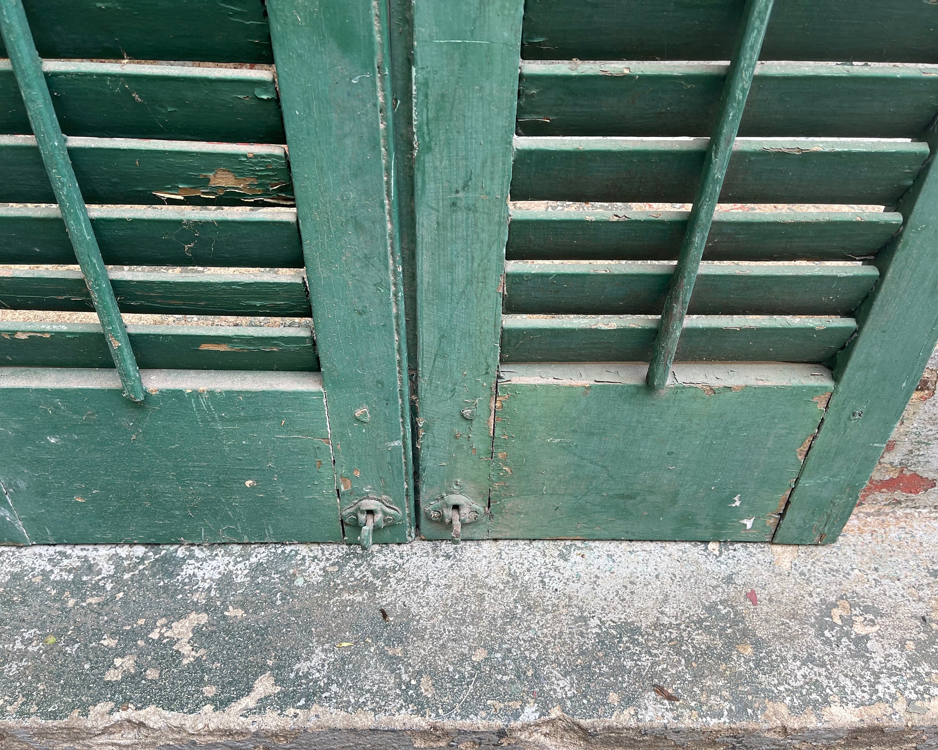 Large Antique Shutters Vintage Pair of Shutters Rustic GREEN Etsy