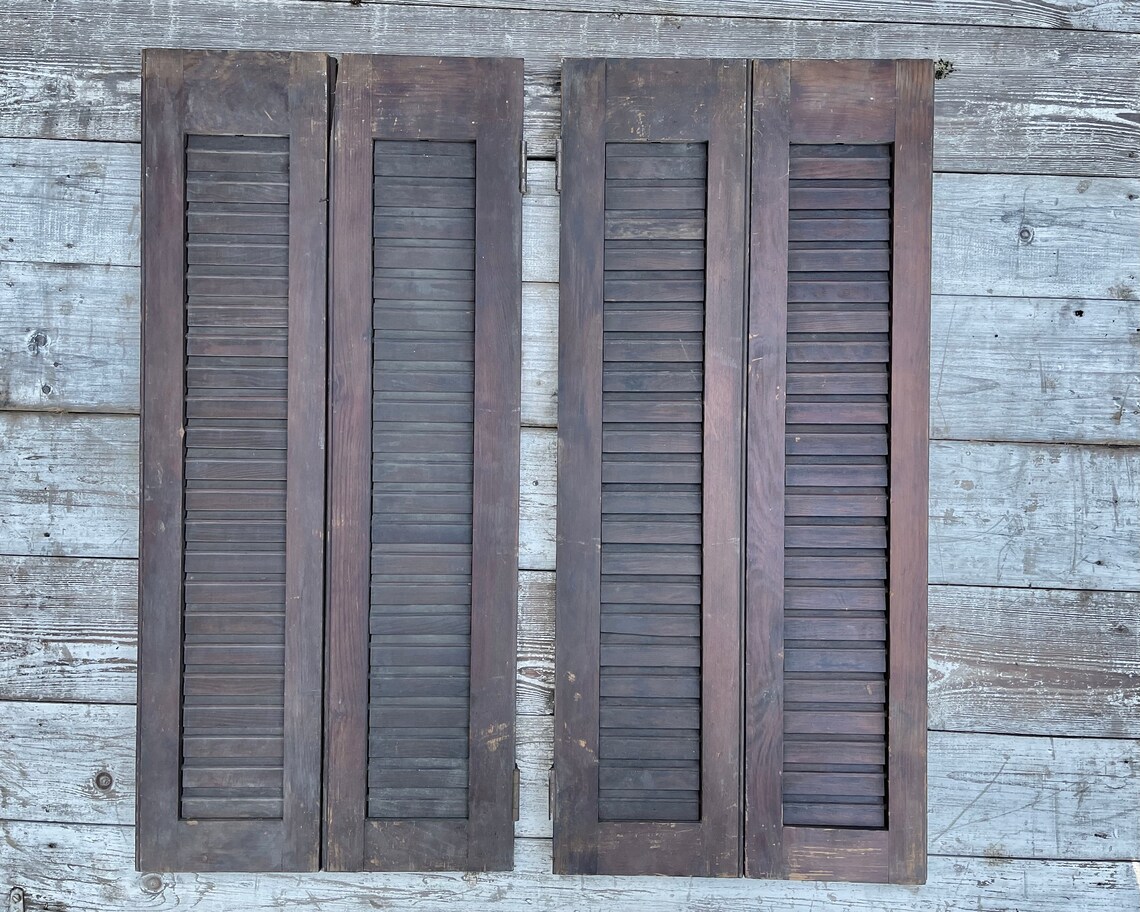 Antique Shutters Doors Louvered Panel Doors Interior Etsy