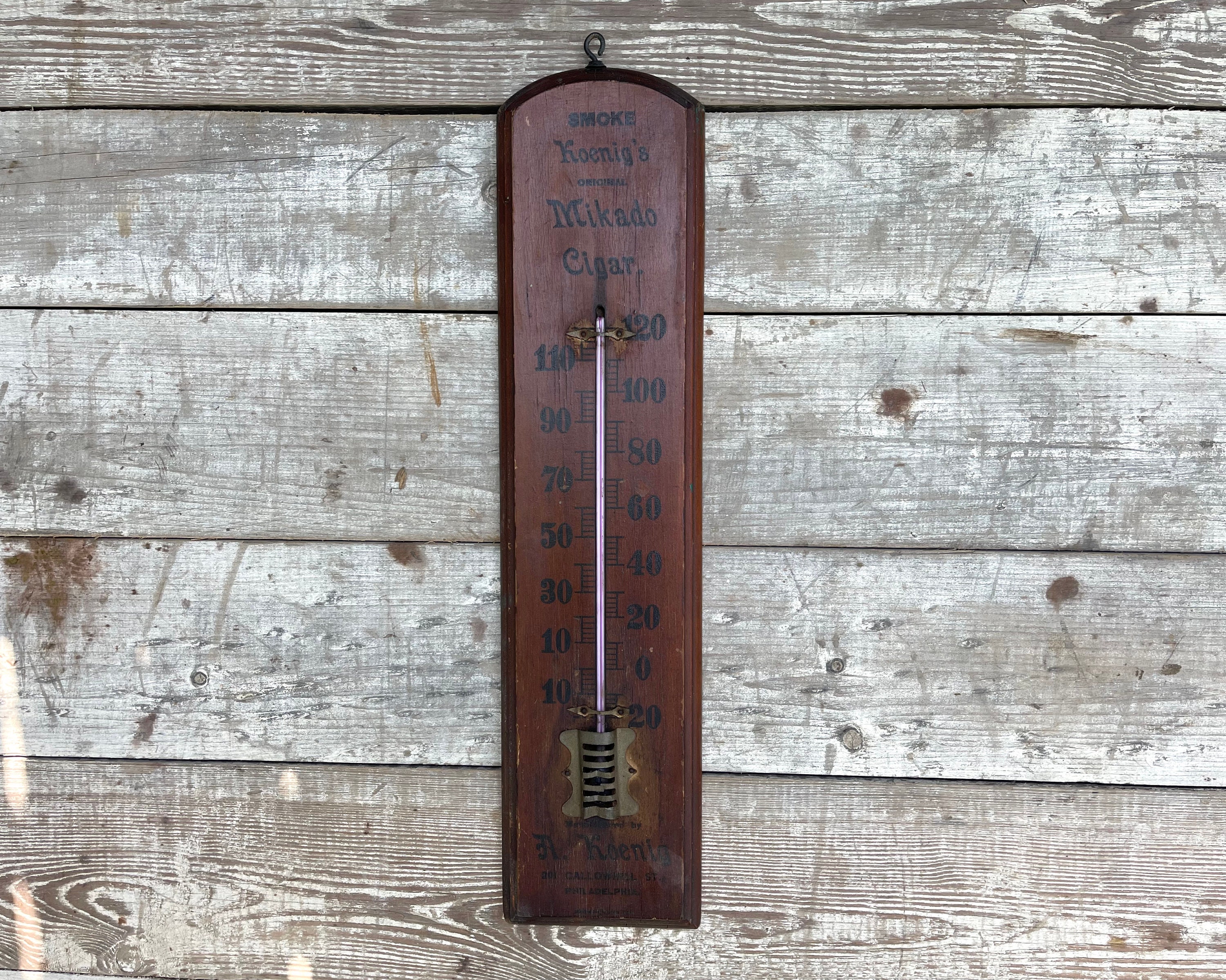 Radial IV Outdoor Thermometer / Rustic Metal Art / Indoor Wall