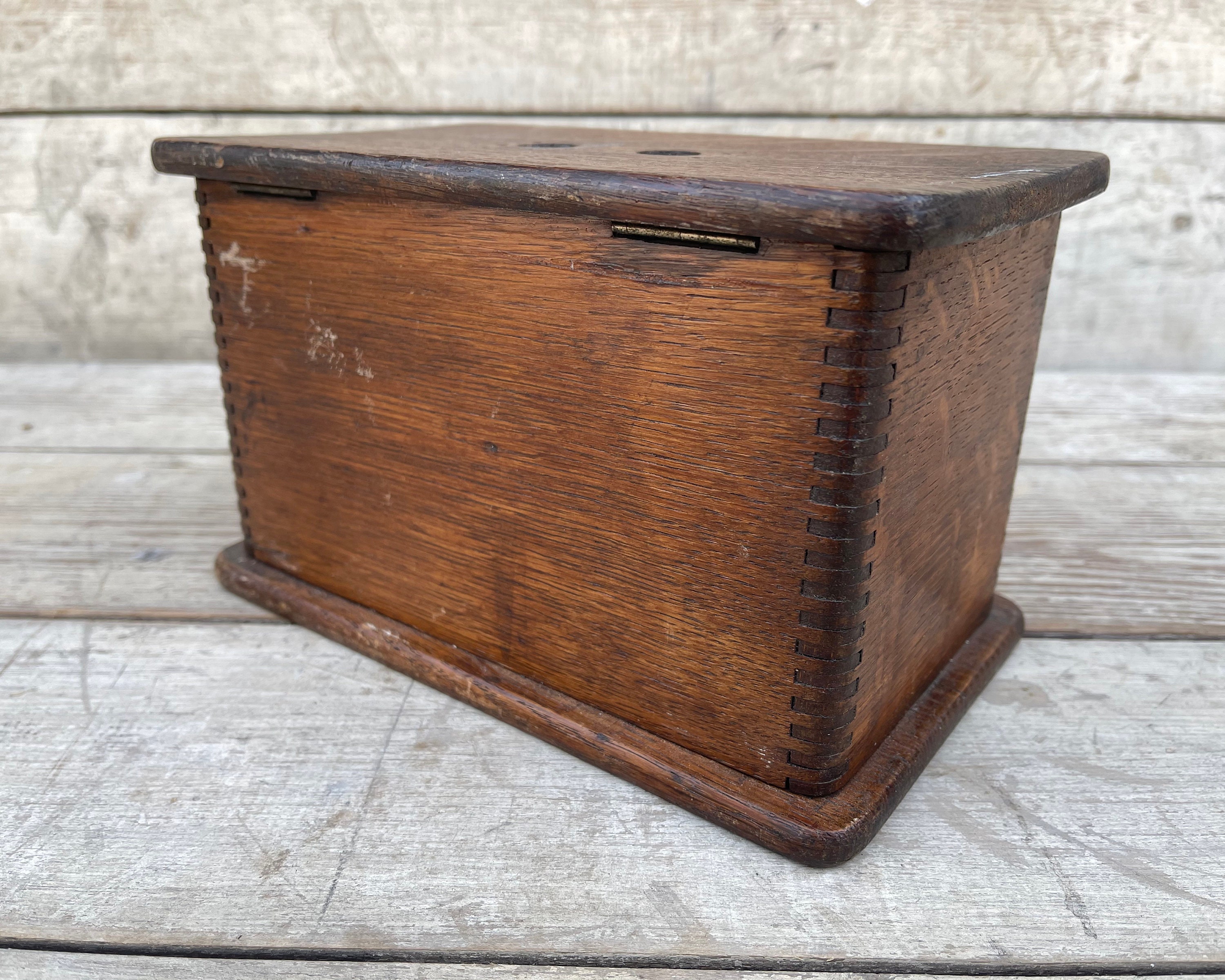 Small Antique Wooden Chest Vintage Treasure Chest Dovetail Etsy