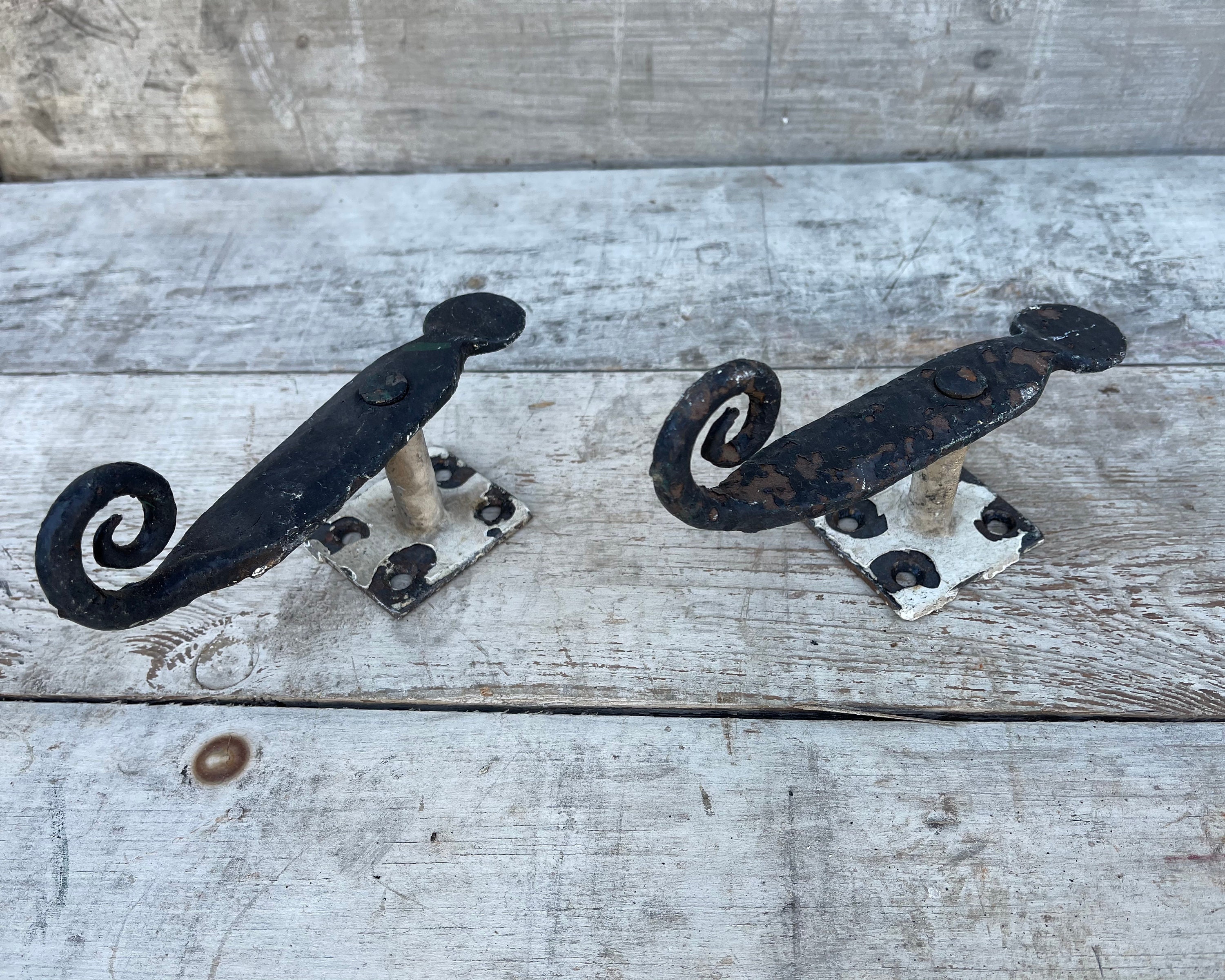 Antique Shutter Dogs ONE PAIR Wrought Iron Curtain Stays Hand Etsy