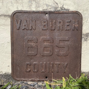Vintage Highway Marker Sign, Antique Van Buren County Michigan Rt 665 Sign, RARE Transportation Street Sign, Rusty Metal Garage Signage