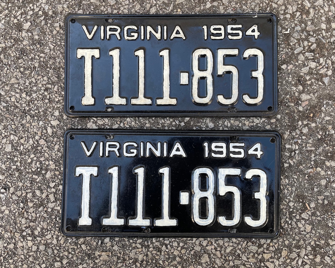 1954 Virginia License Plate Pair VA License Plates Gas Etsy