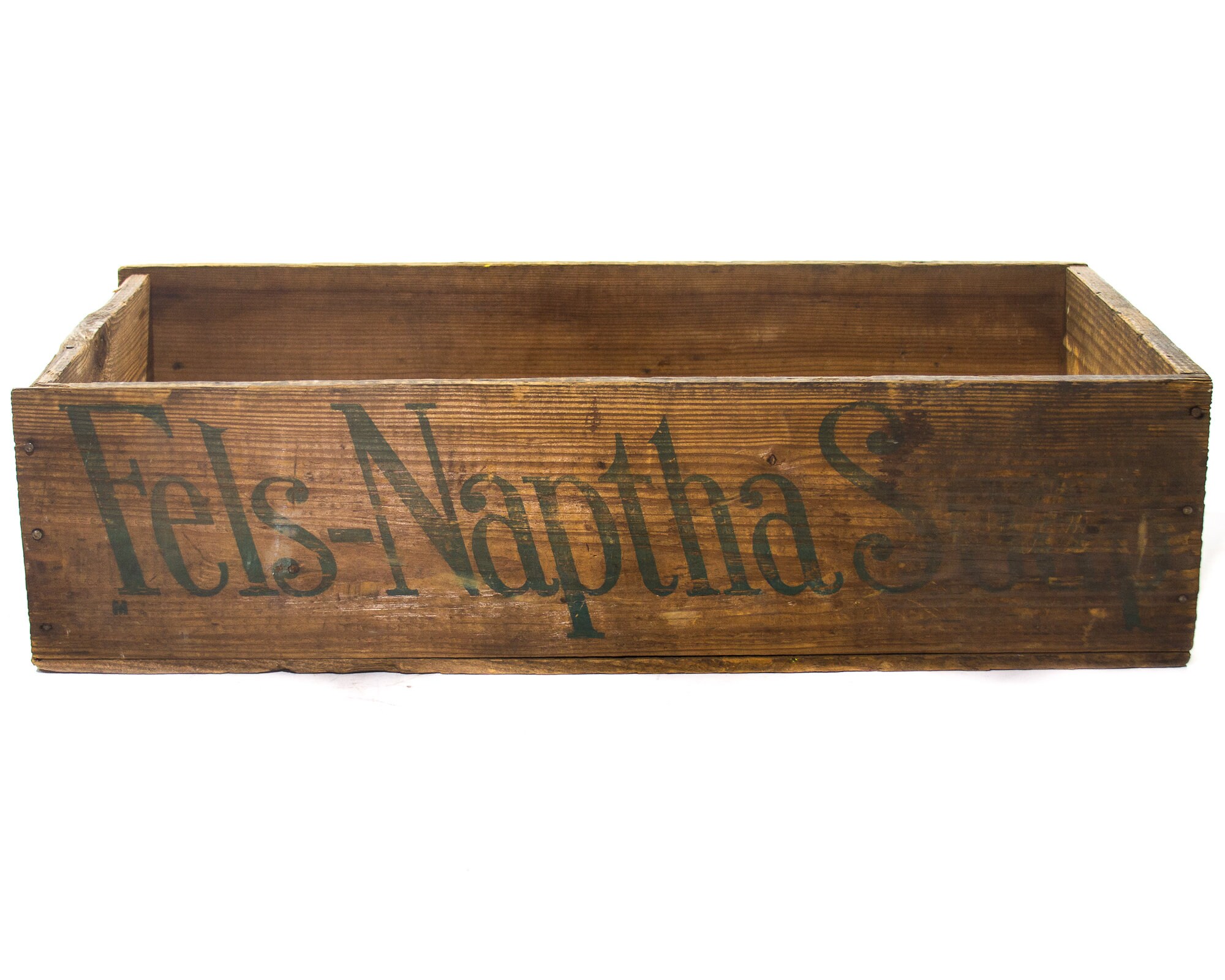 Antieke houten krat Fels Naptha Zeepkist doos |