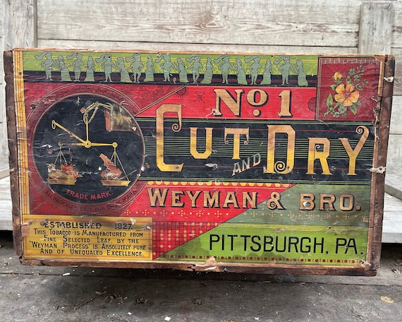 Weyman's Tobacco Crate: Antique Pittsburgh Advertising Box With Skeleton  Hand