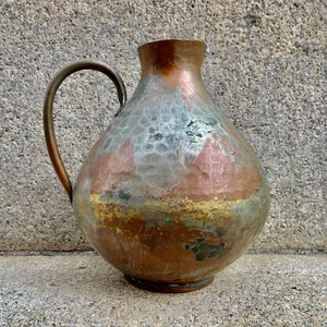 Antique Copper Jug, Water Jug, Vintage Copper Pot, GREAT FORM, Nice Patina, Primitive, Vase, Kitchen Decor, Garden Decor, Flower Pot, Art