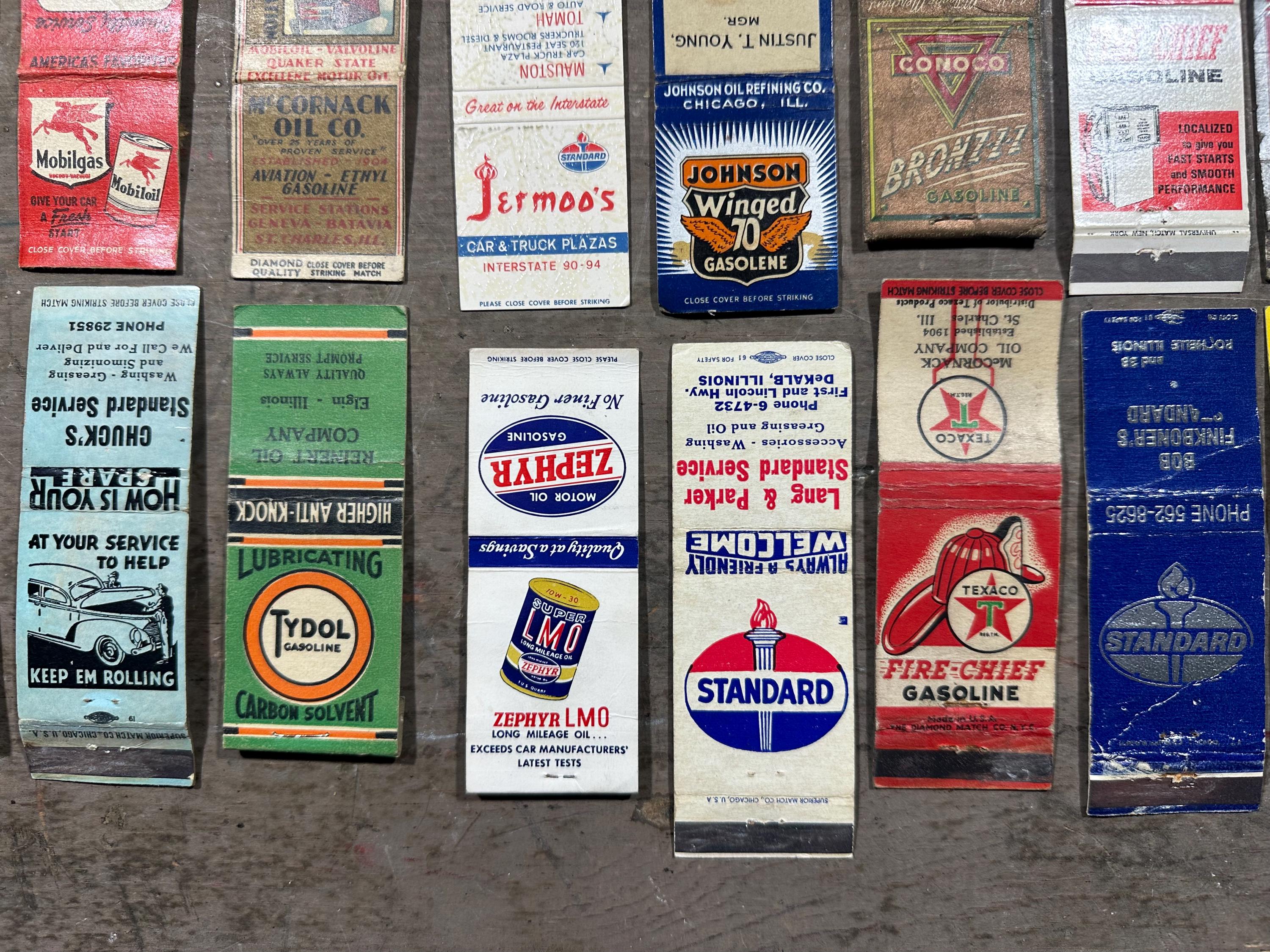 Vintage Gas & Oil Matchbook Collection: Shell, Texaco, Gulf