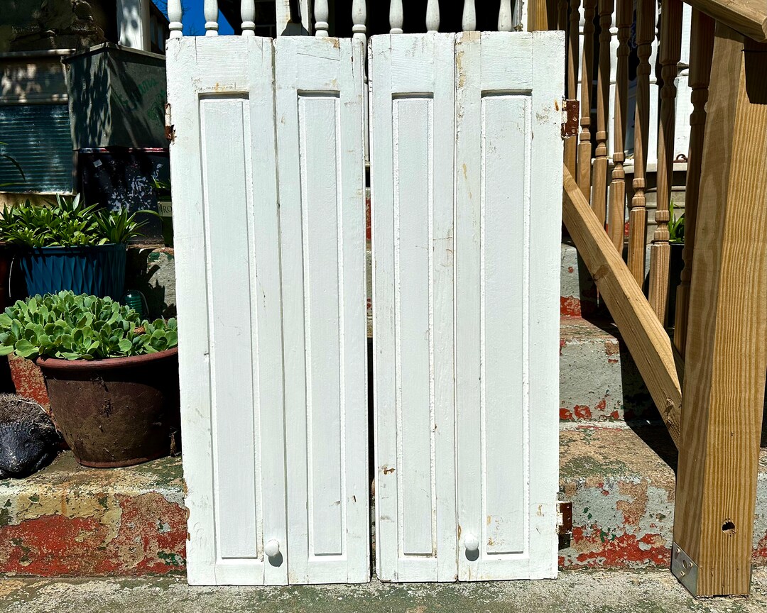 Antique Shutter Doors Victorian 37'' X 13'' WHITE Panel Shutters