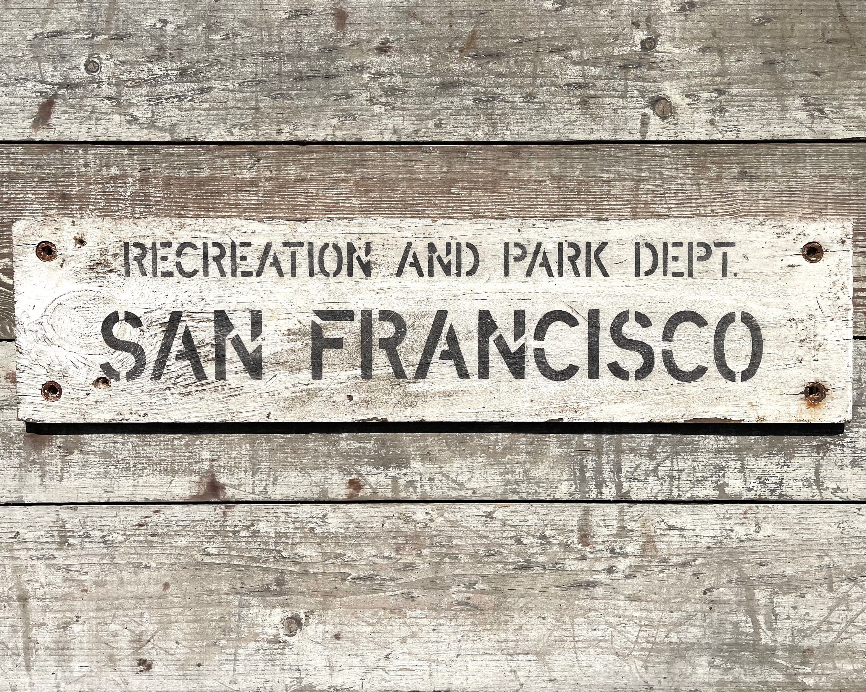 Vintage San Francisco Parks Sign: Rustic Wooden Wall Decor