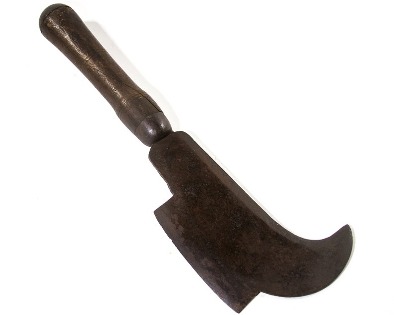 Antique Butchers Knife Meat Cleaver Metal Wooden Handle Chefs Etsy