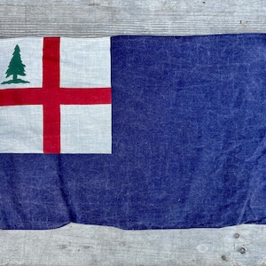 Vintage Bunker Hill-vlag: New England dennenboom nautisch decor