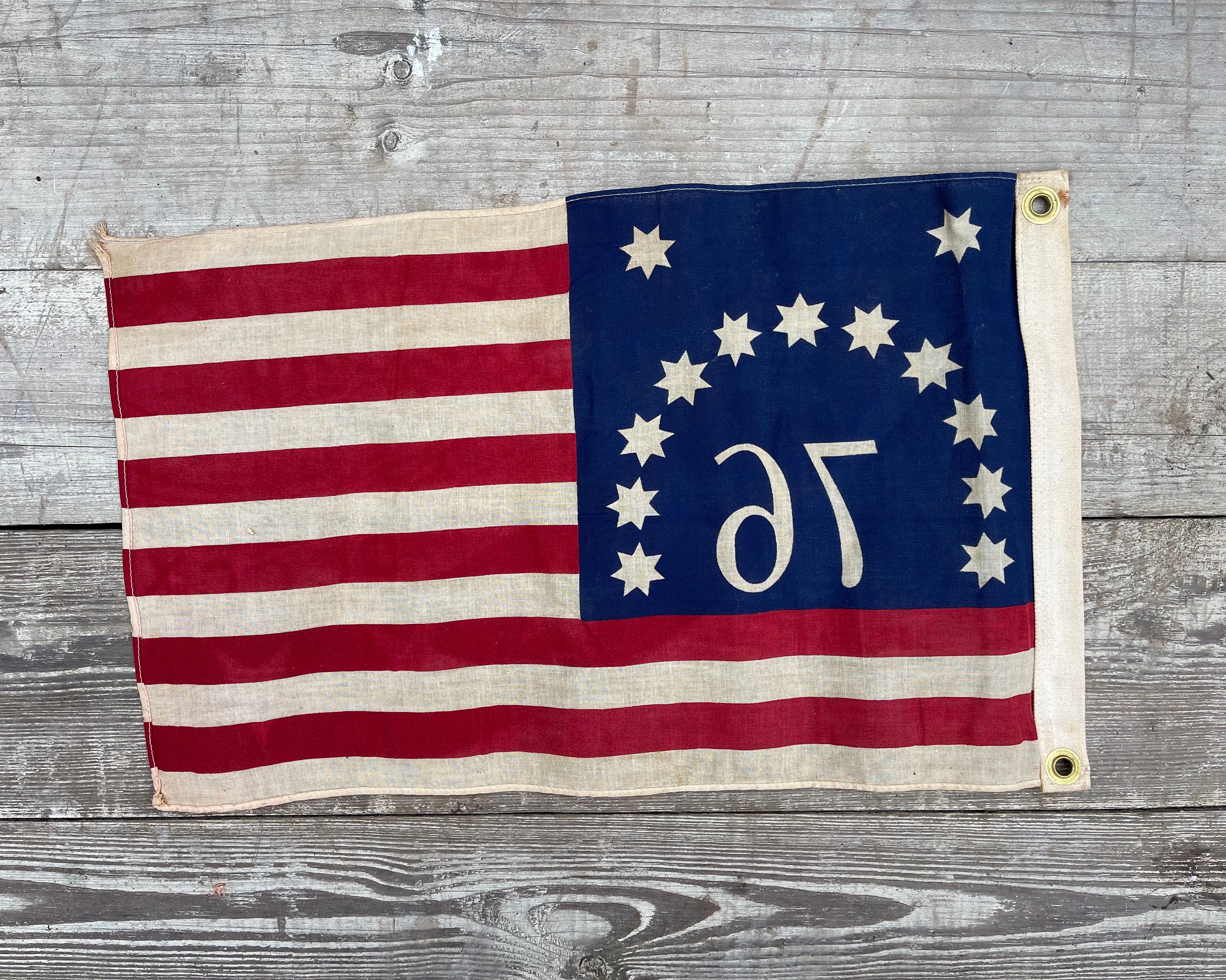 vintageアメリカ国旗ビンテージ太鼓 Vintage Bennington Flag 1976 Bicentennial 76 Patriotic 13