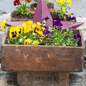 Vintage Wooden Crate, Antique Wooden Box, Flower box, Planter Box, Outdoor Decorations, Yard ART, Garden Decor, Barn Wood Farm house Style