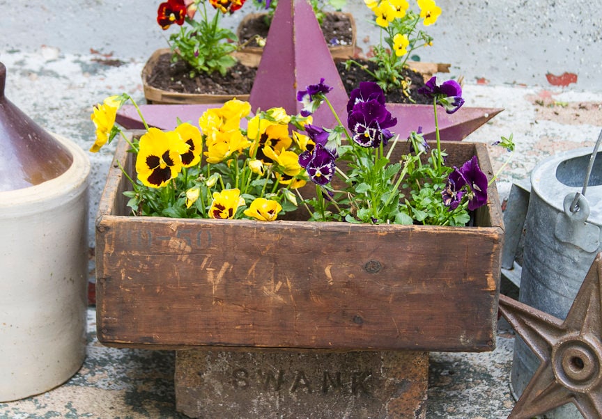 Antique Wooden Crate Rustic Farmhouse Garden Decor