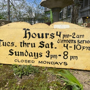Vintage Tavern Hours Sign: Double Sided Wooden Pub Decor