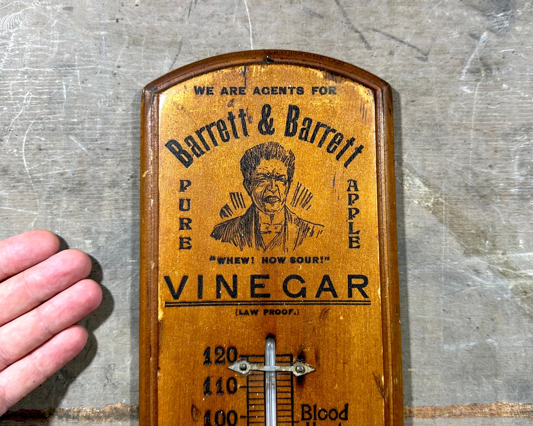 Barret & Barrett VINEGAR Antique Wooden Thermometer Advertising Sign ...