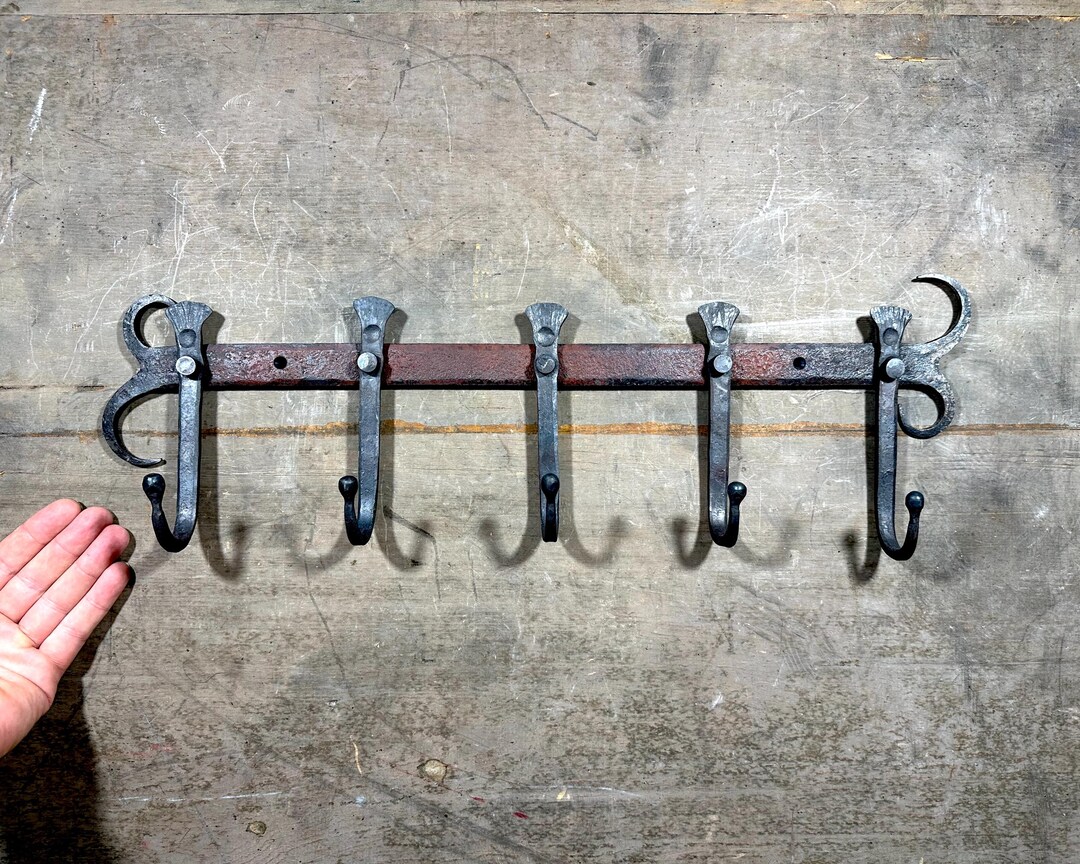 Rustic Iron Rack Hand Forged Iron Coat Rack: Rustic Amish Barn Repurposed Hanger - Etsy