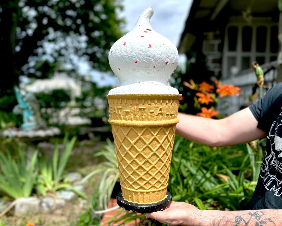 Ice Cream Cone Paper Mache Store Display, 1920s 1930s Large 24